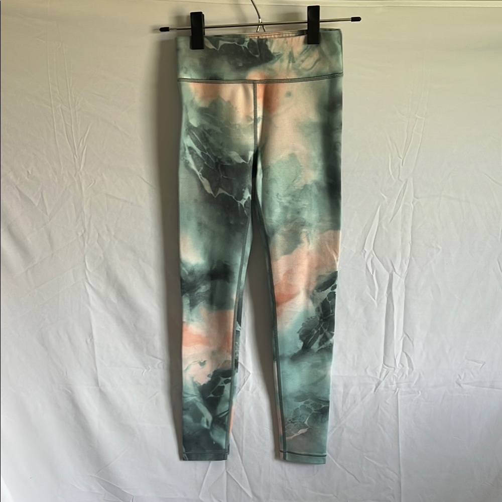 Athleta Kids Leggings - Green and Peach Tie-Dye